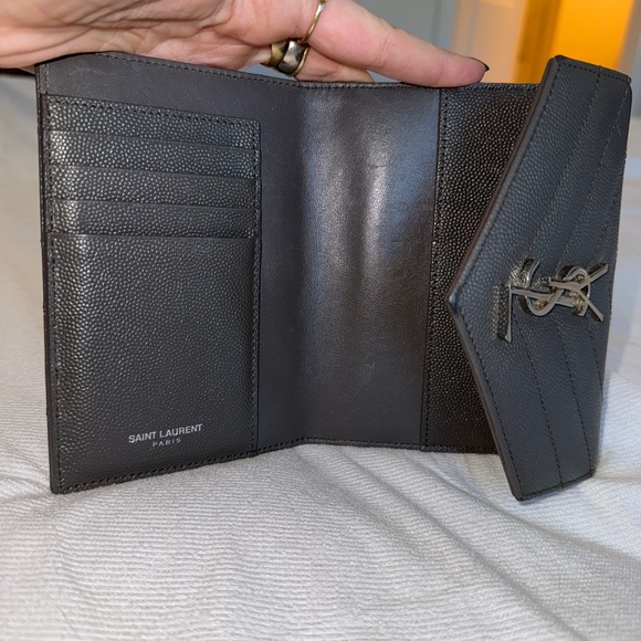 Yves Saint Laurent Dark Gray Leather Wallet - Picture 6 of 9